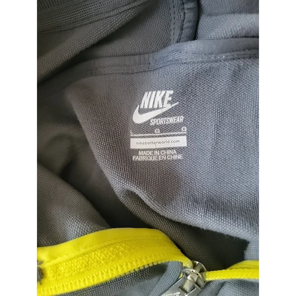 Nike Zip Up Sweatshirt Size Large. Yellow women's gray reflective neon.